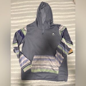 Lg Burton Gray Hoodie with Pastel Striped Sleeves